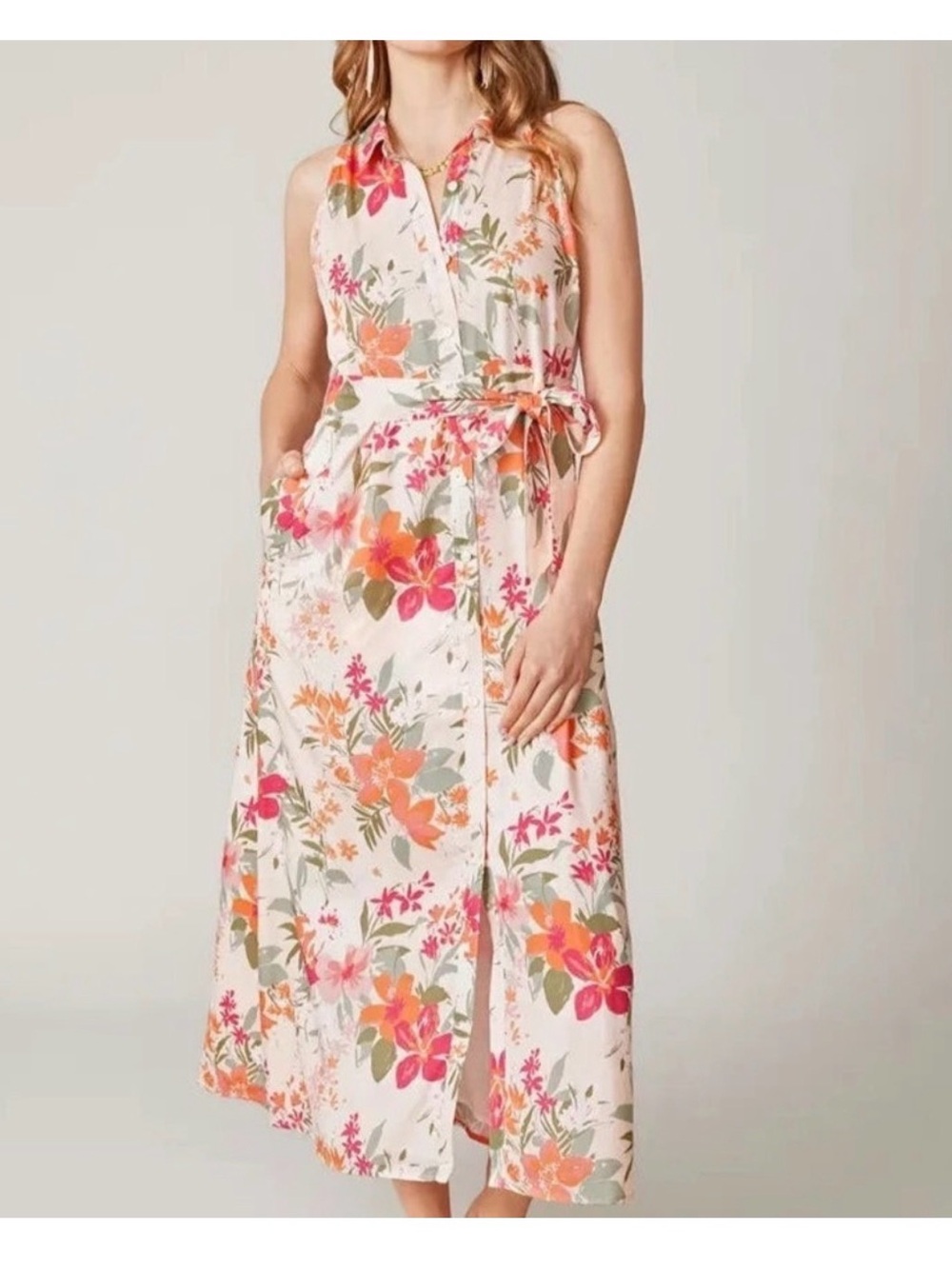 Spartina 449 Emeline Midi Dress | Aljoy Landing Tropical Print | Small | No Belt